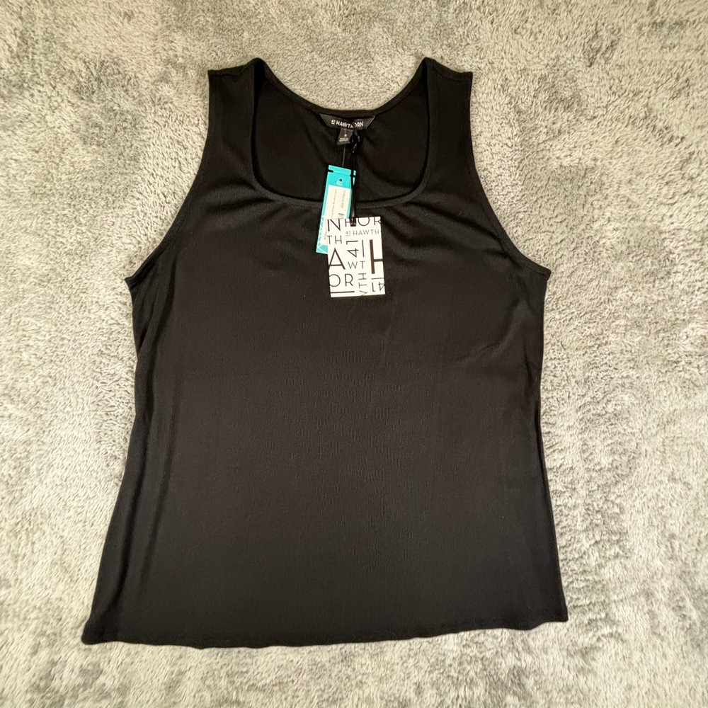 41 Hawthorn Stitch Fix Black Ribbed Square Neck Tank Top 1X NWT
